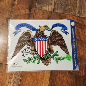 New Vintage 1978 Decorcal American Eagle Hand Painted Decal USA Armed Forces
